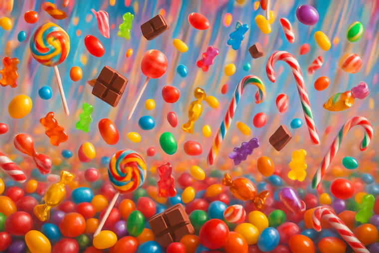 A ton of Candy falling 