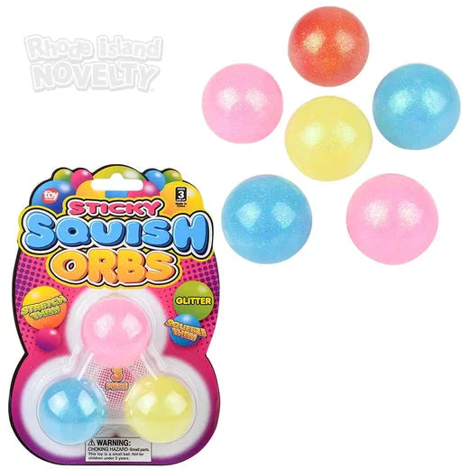 1.6" Squish Sticky Glitter Orbs 3 Pack